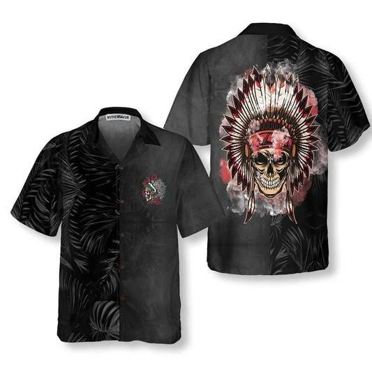 Vintage Iarthar Fiáin Dearadh Cloigeann Meiriceánach Dúchasach Léine Haváís, Bronntanas Léine Haváís, Bronntanas Nollag