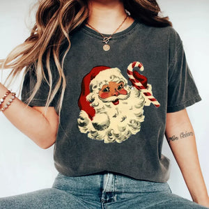 Vintage Santa T-shirt, Christmas Sweatshirt Cute, Christmas Winter Sweatshirt