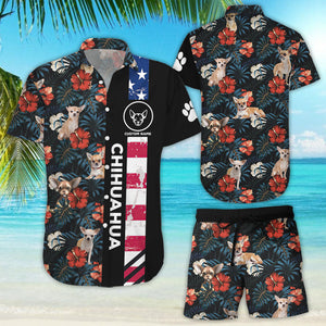 Chihuahua Hawaiian Shirt - Custom Name Dog American Flag Tropical Hawaiian Shirts - Chihuahua Gift Ideas_Hawaiian Shirt Gift, Christmas Gift