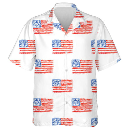 Ideal Sketch Watercolor USA Flags Pattern Hawaiian Shirt, Hawaiian Shirt Gift, Christmas Gift