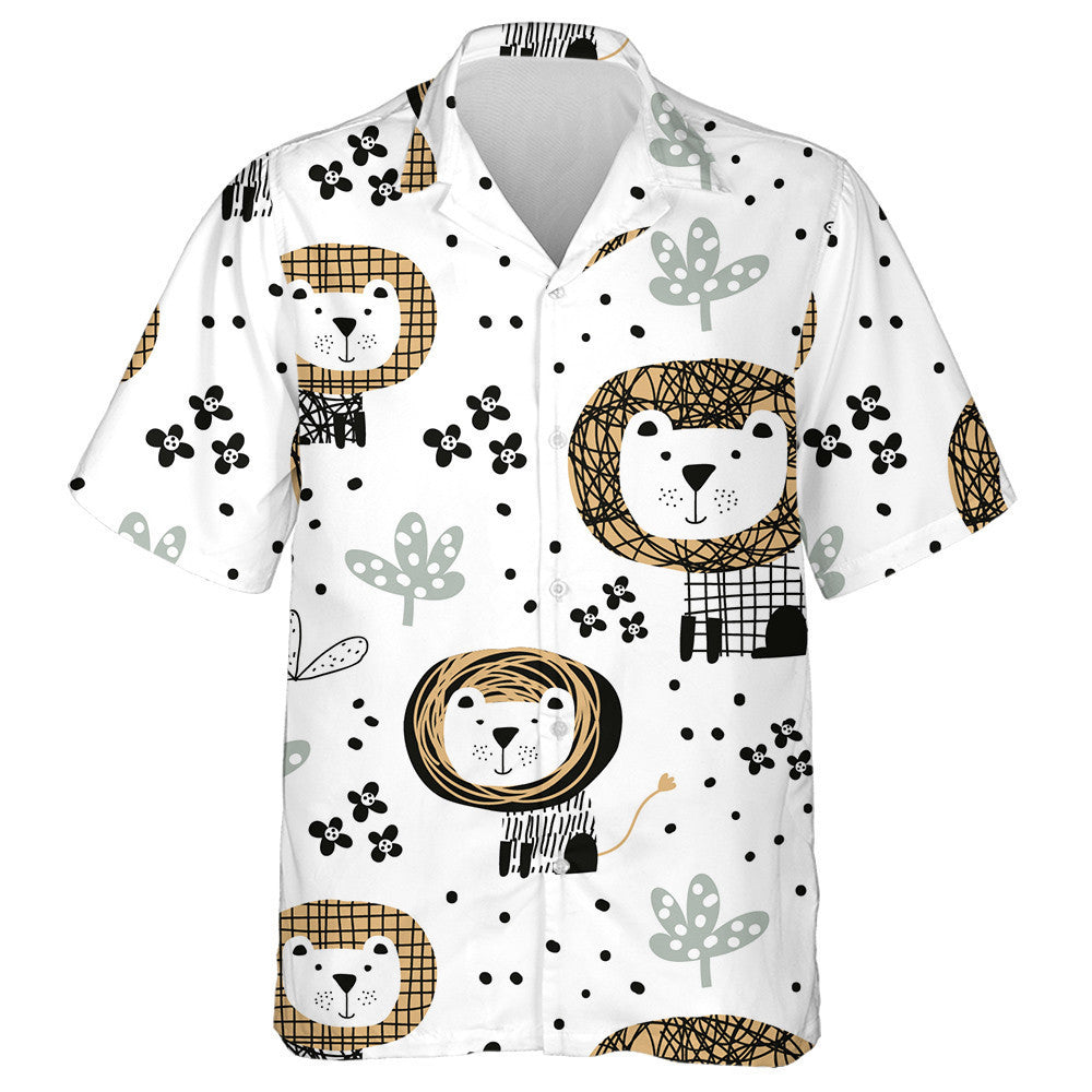 Simple Background With Lion Leaf And Flower Hawaiian Shirt, Hawaiian Shirt Gift, Christmas Gift
