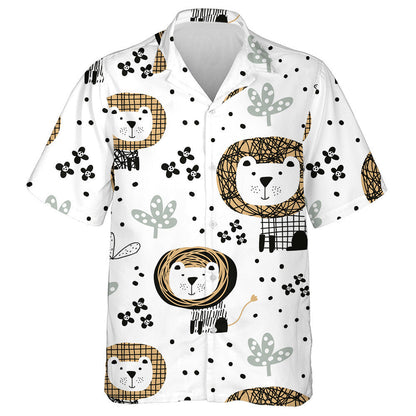 Simple Background With Lion Leaf And Flower Hawaiian Shirt, Hawaiian Shirt Gift, Christmas Gift