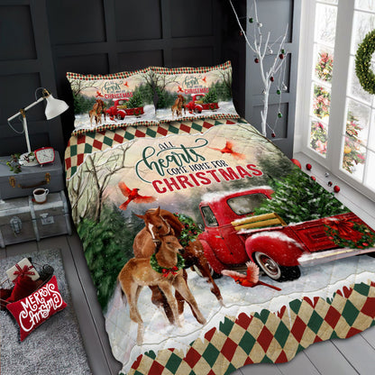 Christmas QuilBedding Set All Hearts Come Home For Christmas Bedroom Set Bedlinen 3D ,Bedding Christmas Gift,Bedding Set Christmas