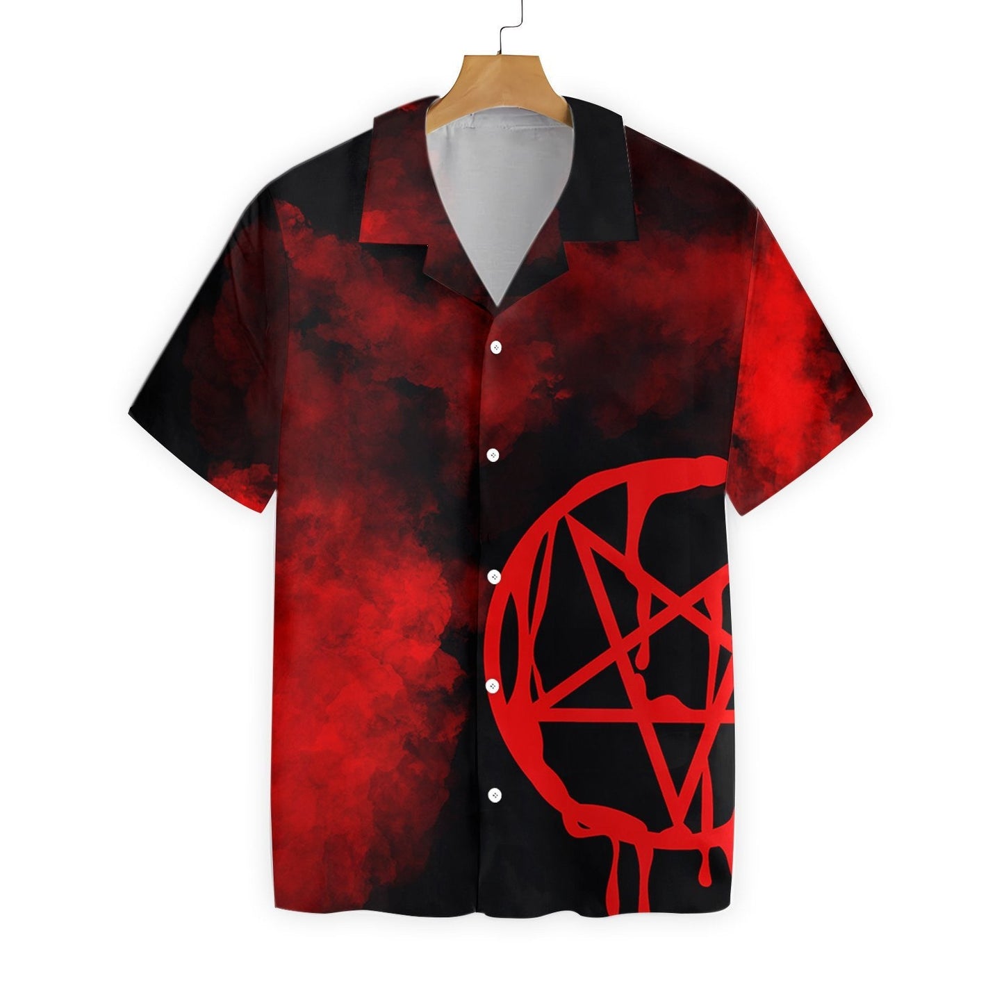 Pentagram Gotach Satanic Gotach Patrún Dubh Agus Dearg Léine Haváís, Bronntanas Léine Haváís, Bronntanas Nollag