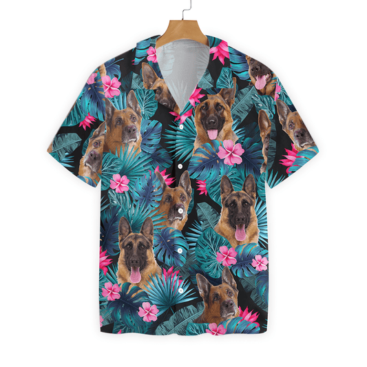 Tropical German Shepherd Dog Pattern Hawaiian Shirt,Hawaiian Shirt Gift, Christmas Gift