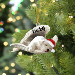 Personalized White Poodle Sleeping Angel Christmas Flat Acrylic Dog Ornament Memorial Dog Gift, Christmas Gift