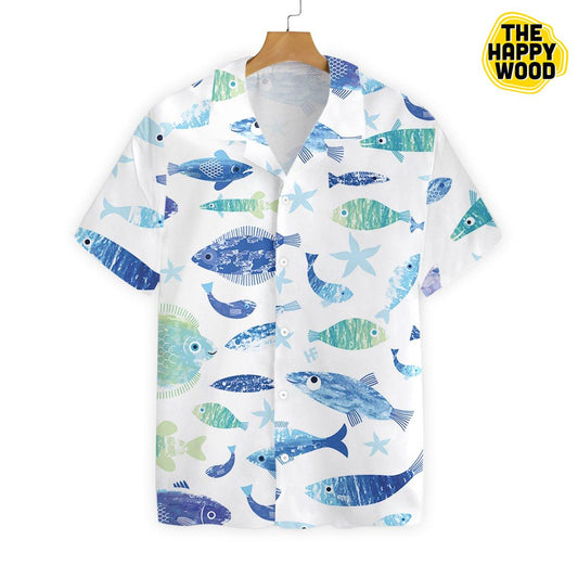 Blue Fish Hawaiian Hawaii Shirt,Hawaiian Shirt Gift, Christmas Gift