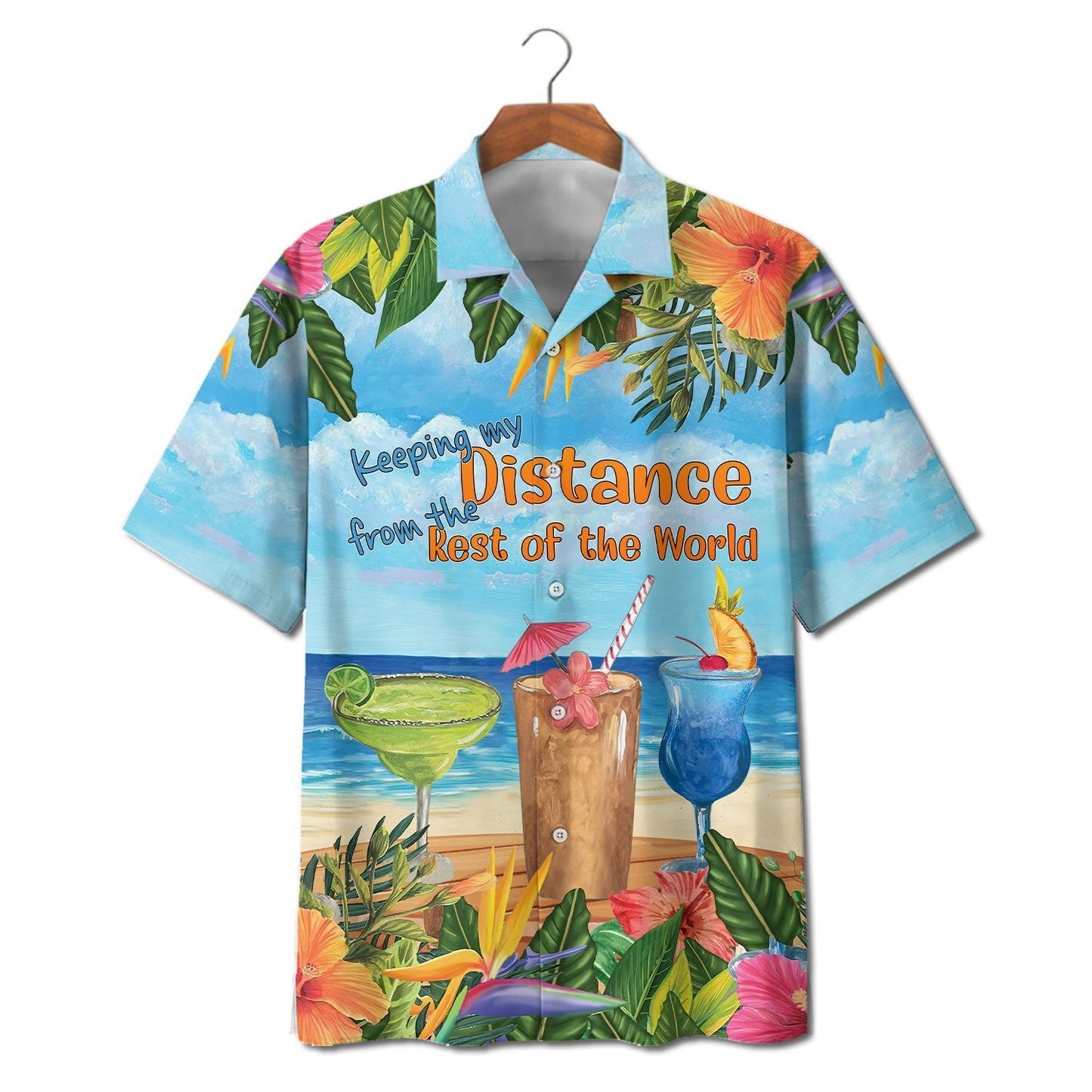 Margarita Cocktail And Blue Sky Design Hawaiian Shirt,Hawaiian Shirt Gift, Christmas Gift