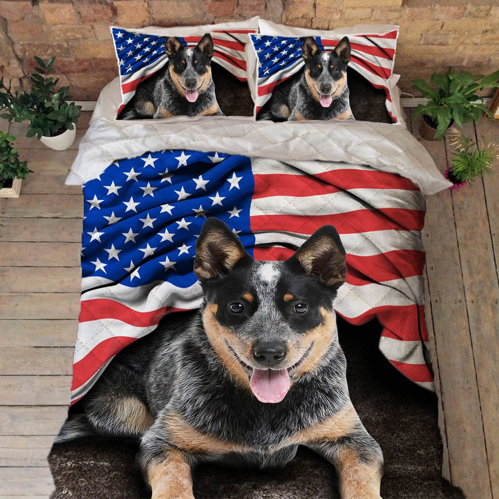Australian Cattle Dog. Blue Heeler American Patriot Quilt Bedding Set Bedroom Set Bedlinen 3D,Bedding Christmas Gift,Bedding Set Christmas