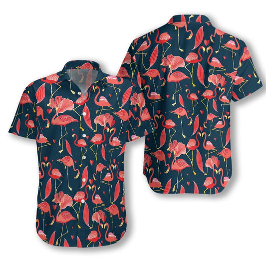 Deep Blue Flamingo Seamless Background Design Hawaiian Shirt,Hawaiian Shirt Gift, Christmas Gift