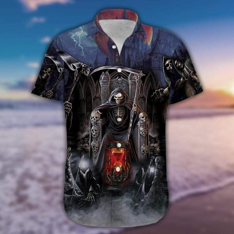 Grim Reaper Skeleton King Skull Gothic Hawaiian Shirt,Hawaiian Shirt Gift, Christmas Gift