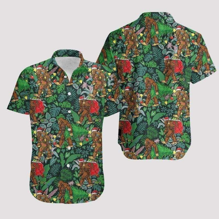 Cool Big Foot Christmas Jungle Design Hawaiian Shirt, Hawaiian Shirt Gift, Christmas Gift.