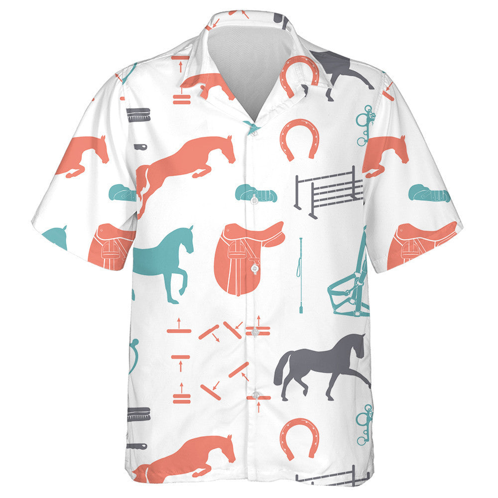 Horses And Horse Equipment Made In Vintage Blue Hawaiian Shirt, Hawaiian Shirt Gift, Christmas Gift