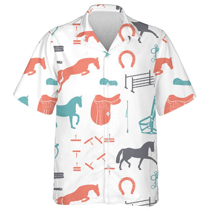 Horses And Horse Equipment Made In Vintage Blue Hawaiian Shirt, Hawaiian Shirt Gift, Christmas Gift