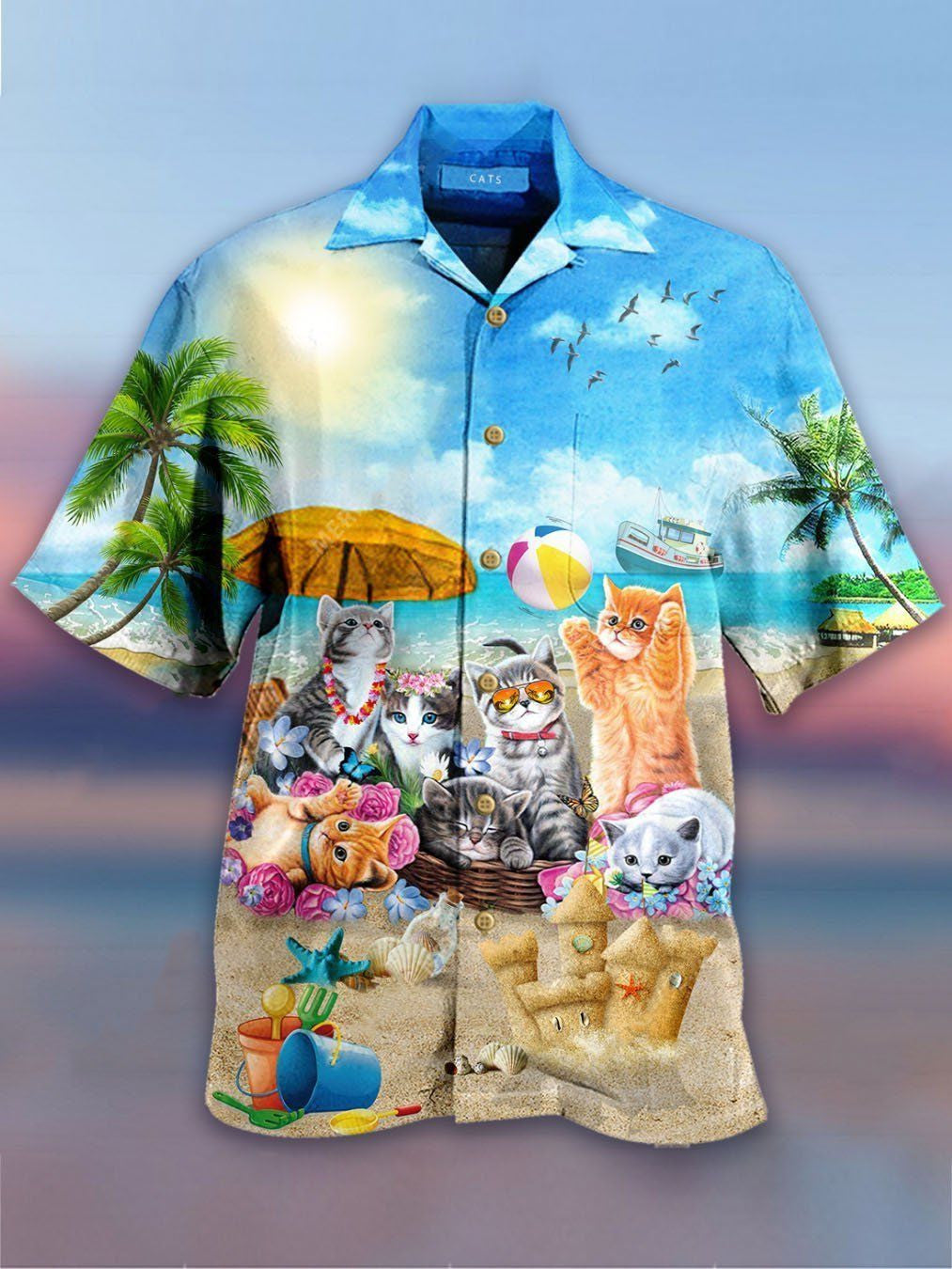 Play With Cats Watercolor Design Hawaiian Shirt,Hawaiian Shirt Gift, Christmas Gift