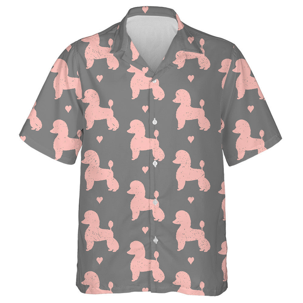 Silhouettes Pink Poodles Dog With Heart Hawaiian Shirt,Hawaiian Shirt Gift, Christmas Gift