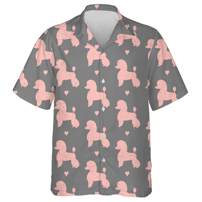 Silhouettes Pink Poodles Dog With Heart Hawaiian Shirt,Hawaiian Shirt Gift, Christmas Gift