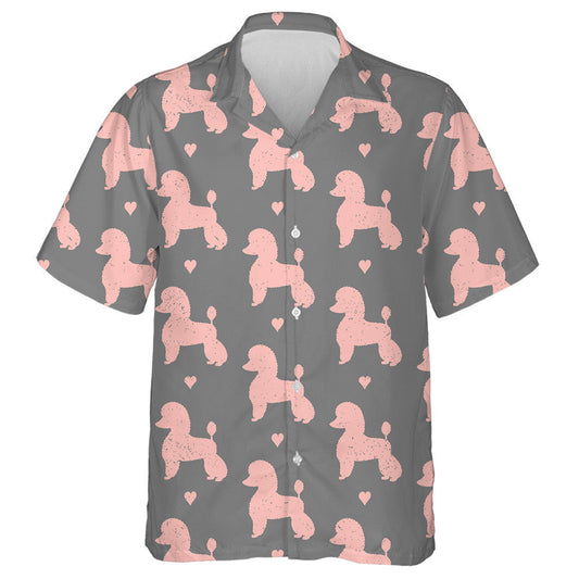 Silhouettes Pink Poodles Dog With Heart Hawaiian Shirt,Hawaiian Shirt Gift, Christmas Gift