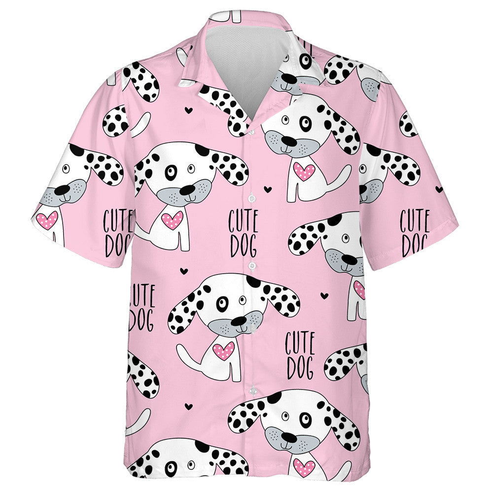 Cartoon Dalmatian Dog On Pink Isolated Background Hawaiian Shirt, Hawaiian Shirt Gift, Christmas Gift