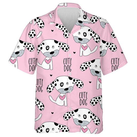 Cartoon Dalmatian Dog On Pink Isolated Background Hawaiian Shirt, Hawaiian Shirt Gift, Christmas Gift