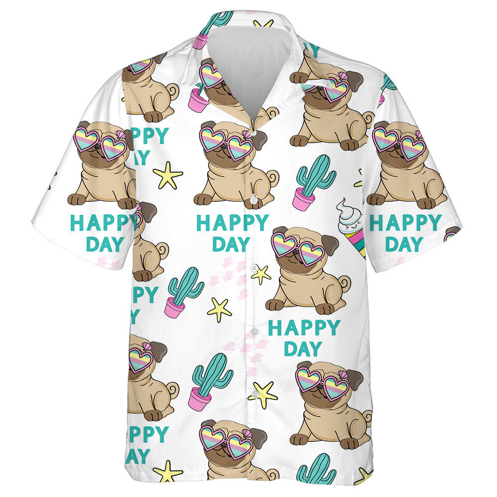 Pug Greannmhar i Gloiní Agus an Inscríbhinn Lá Haváí Shona Léine, Bronntanas Léine Haváíais, Bronntanas Nollag