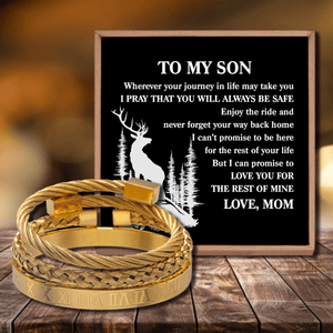 Mom To Son - Always Be Safe Roman Numeral Bangle Weave Bracelets Set