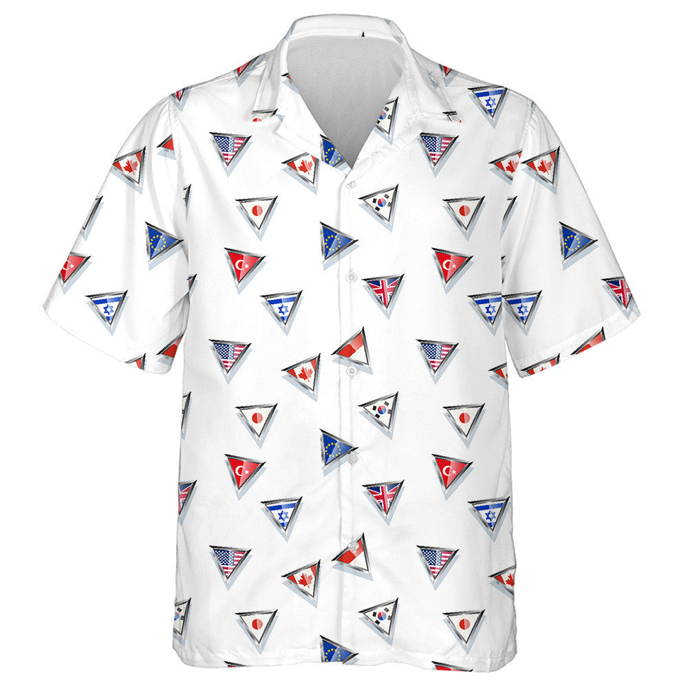 Triangular Metal Flags Symbols Collection Pattern Hawaiian Shirt, Hawaiian Shirt Gift, Christmas Gift