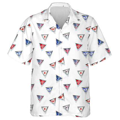 Triangular Metal Flags Symbols Collection Pattern Hawaiian Shirt, Hawaiian Shirt Gift, Christmas Gift