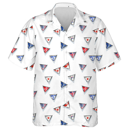 Triangular Metal Flags Symbols Collection Pattern Hawaiian Shirt, Hawaiian Shirt Gift, Christmas Gift