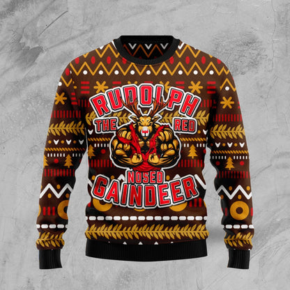 Buffed Rudolph The Red-Nosed Reindeer Ugly Christmas Sweater unisex womens & mens, couples matching, friends, funny family sweater gifts (plus size available)Ugly Christmas Sweater , Christmas Ugly Sweater,Christmas Gift,Gift Christmas 2024