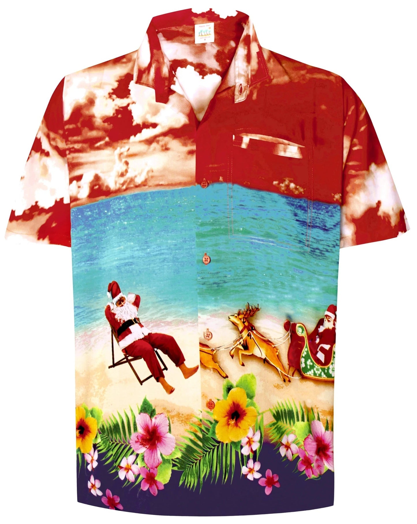 Hibiscus Time Resting Santa Claus Design Hawaiian Shirt, Hawaiian Shirt Gift, Christmas Gift