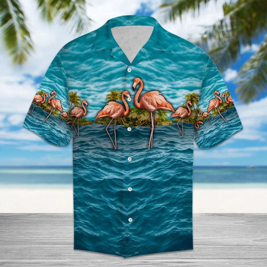 Achomharc Grúpa Flamingo Patrún Deep Blue Ocean Léine Haváís, Bronntanas Léine haváíais, Bronntanas Nollag