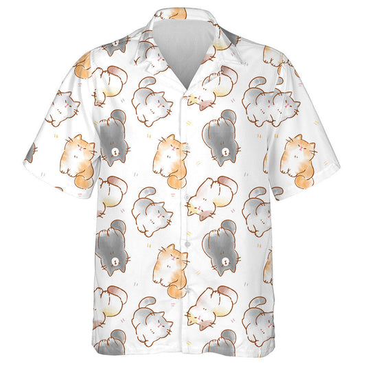 Hand Drawn Cartoon Cat On White Background Hawaiian Shirt, Hawaiian Shirt Gift, Christmas Gift