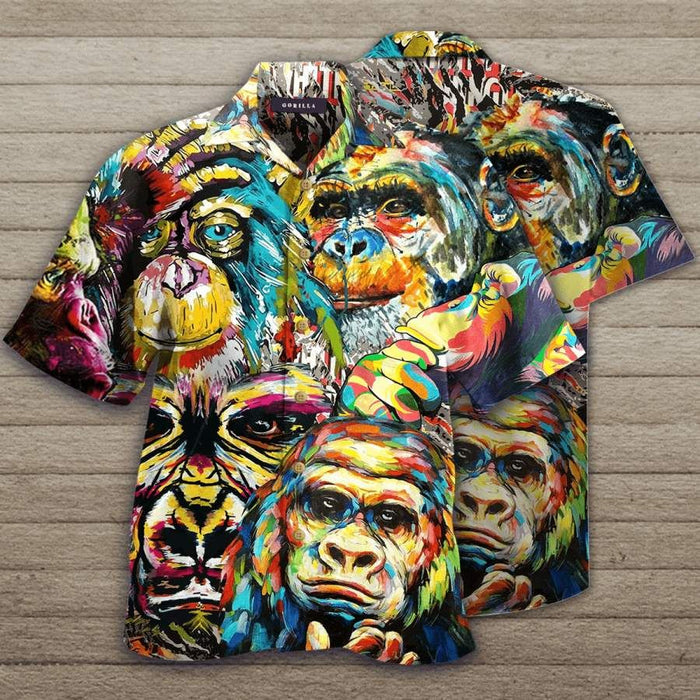 Amazing Gorilla Hawaiian Aloha Aloha Shirts Hawaiian Shorts Beach Short Sleeve, Hawaiian Shirt Christmas Gift