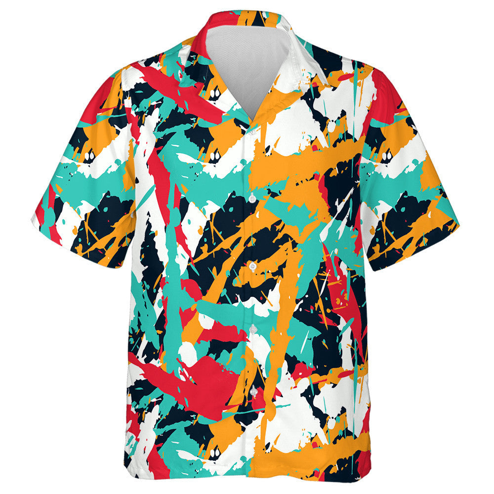 Fasion Style Splashes Smudges Multicolor Painting Hawaiian Shirt, Hawaiian Shirt Gift, Christmas Gift