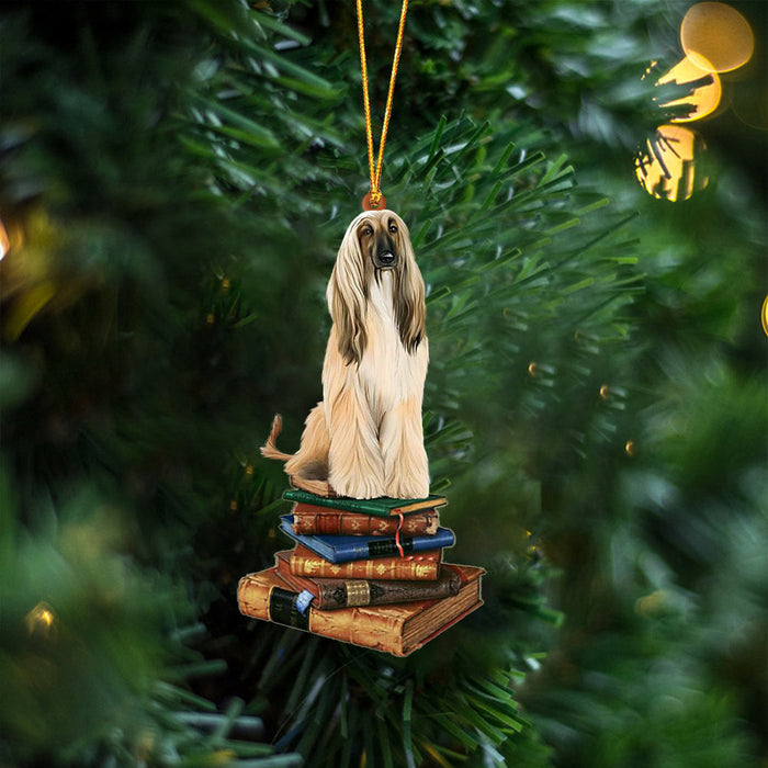 Afghan Hound-Sit On The Book Two Sides Christmas Plastic Hanging Ornament, Christmas Ornament Gift, Christmas Gift