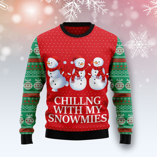 Chilling With My Snowmies Ugly Christmas Sweater, Christmas Ugly Sweater,Christmas Gift,Gift Christmas 2022