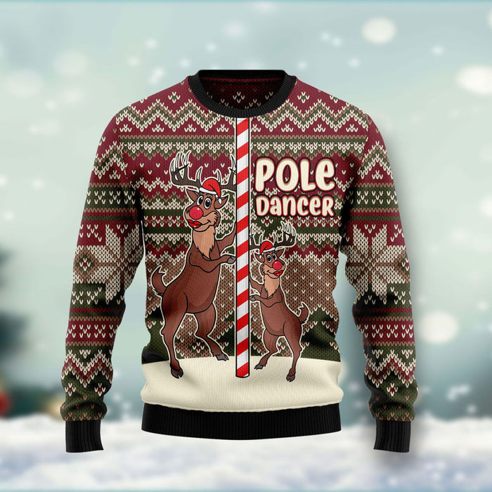 Funny Pole Dancer Reindeer Ugly Christmas Sweater, Christmas Gift, Gift Christmas 2024