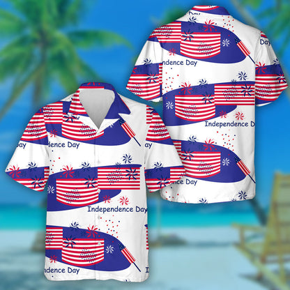 Celebrate For Independence Day Firework And Flag Hawaiian Shirt, Hawaiian For Gift