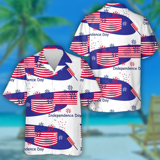 Celebrate For Independence Day Firework And Flag Hawaiian Shirt, Hawaiian For Gift