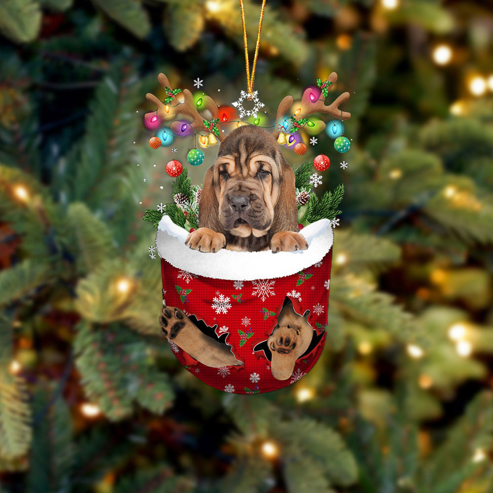Bloodhound In Snow Pocket Christmas Ornament Flat Acrylic Dog Ornament, Christmas Shape Ornament, Happy Christmas Ornament, Christmas Ornament Gift, Christmas Gift, Christmas Decoration