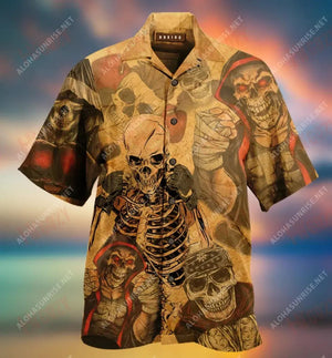 Amazing Skull Boxer Unisex Short Sleeve Shirt Ocean Aloha Shirt Tactical Hawaiian Shirt Funny Hawaiian Shirts, Christmas Gift