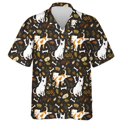 Cartoon Dogs With Bones Footprint And Leaves Hawaiian Shirt, Hawaiian Shirt Gift, Christmas Gift