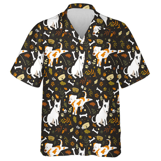Cartoon Dogs With Bones Footprint And Leaves Hawaiian Shirt, Hawaiian Shirt Gift, Christmas Gift