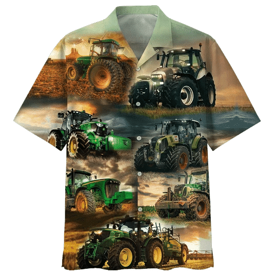 Dramatic Tractor Background Design Hawaiian Shirt,Hawaiian Shirt Gift, Christmas Gift