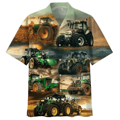 Dramatic Tractor Background Design Hawaiian Shirt,Hawaiian Shirt Gift, Christmas Gift