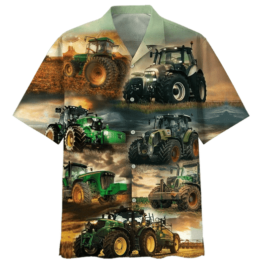 Dramatic Tractor Background Design Hawaiian Shirt,Hawaiian Shirt Gift, Christmas Gift