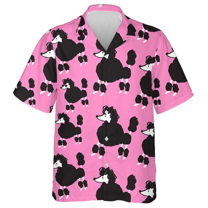 Black Poodle Dog And Paw On Pink Hawaiian Shirt, Hawaiian Shirt Gift, Christmas Gift