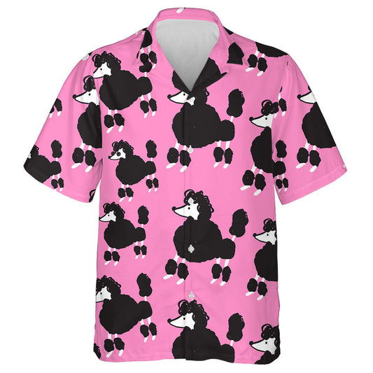 Black Poodle Dog And Paw On Pink Hawaiian Shirt, Hawaiian Shirt Gift, Christmas Gift