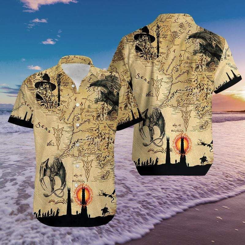 Dragon Land Vintage Map Design Hawaiian Shirt,Hawaiian Shirt Gift, Christmas Gift